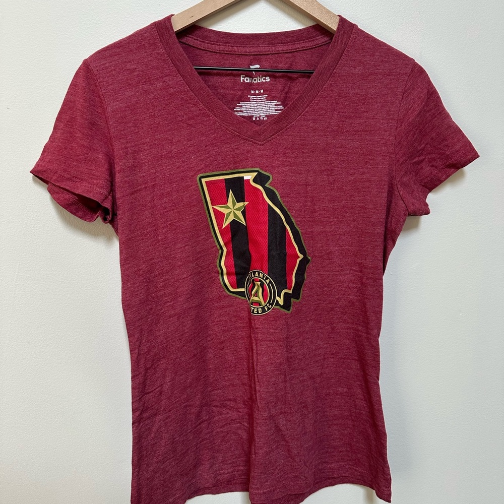 ATL UTD Fanatics Maroon V-Neck T-Shirt
